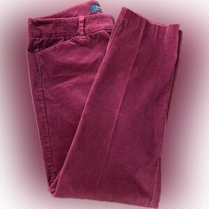 Old Navy Pixie Mid-Rise Velvet Pants Size 12 Regular Magenta Velour Trouser